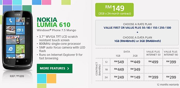 Maxis Nokia Lumia 610