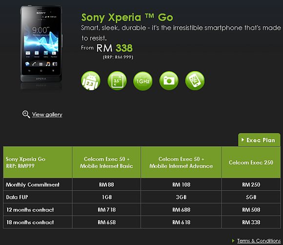 Celcom Sony Xperia go Malaysia