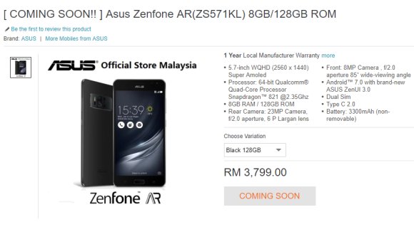 ASUS ZenFone AR malaysia official price