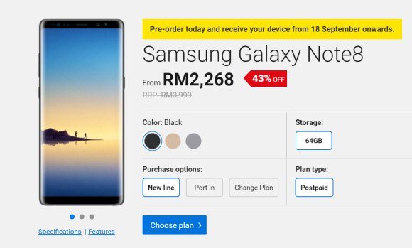 Samsung Galaxy Note8 DiGi Malaysia pre-order