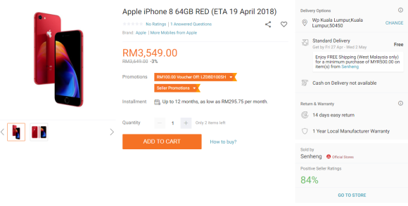 180419 iphone 8 red malaysia lazada 02