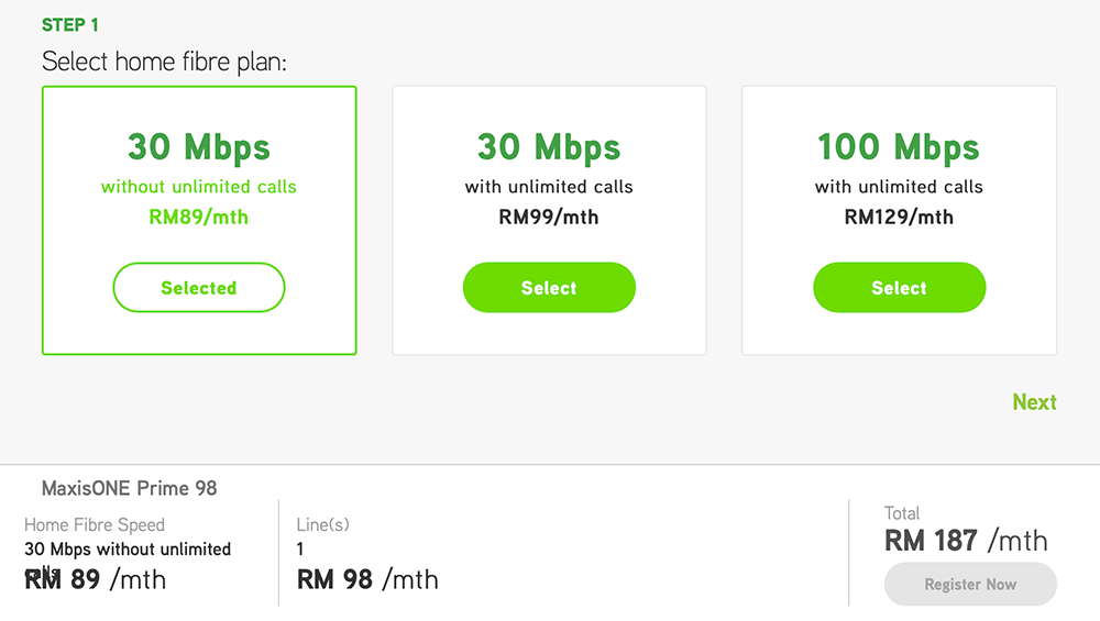 Pakej maxis fibre