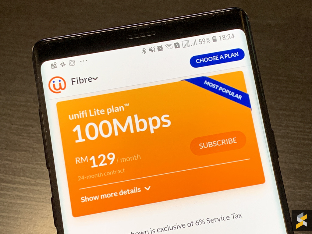 Unifi 100Mbps subscription fee