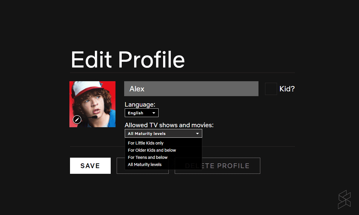 Netflix edit profile