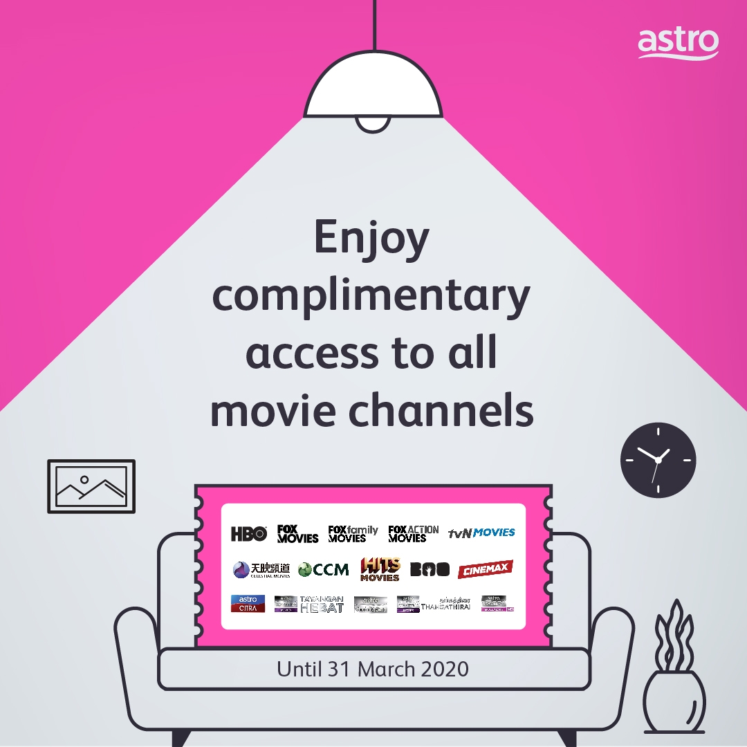 Astro offers free access to all movie channels starting 18 March