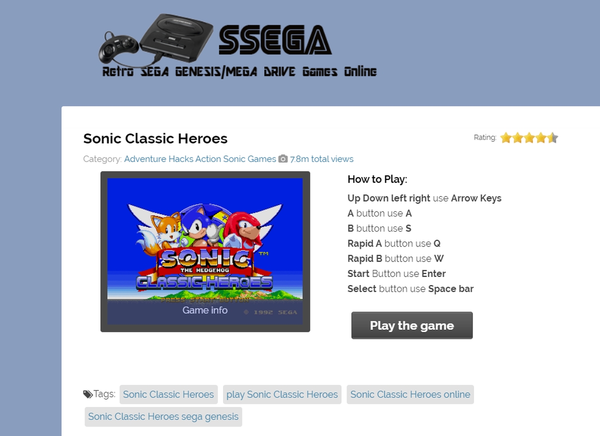 Sonic Classic Heroes  SSega Play Retro Sega Genesis / Mega drive