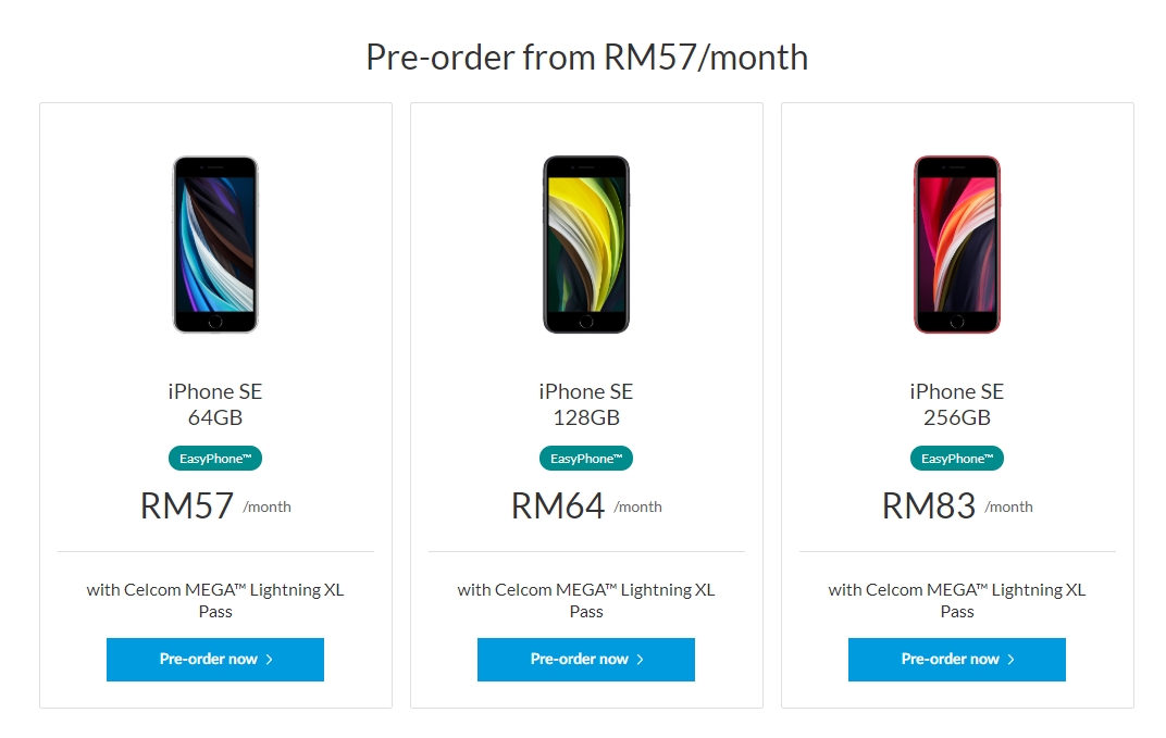 Celcom offers the iPhone SE 2020 from RM57/month on EasyPhone
