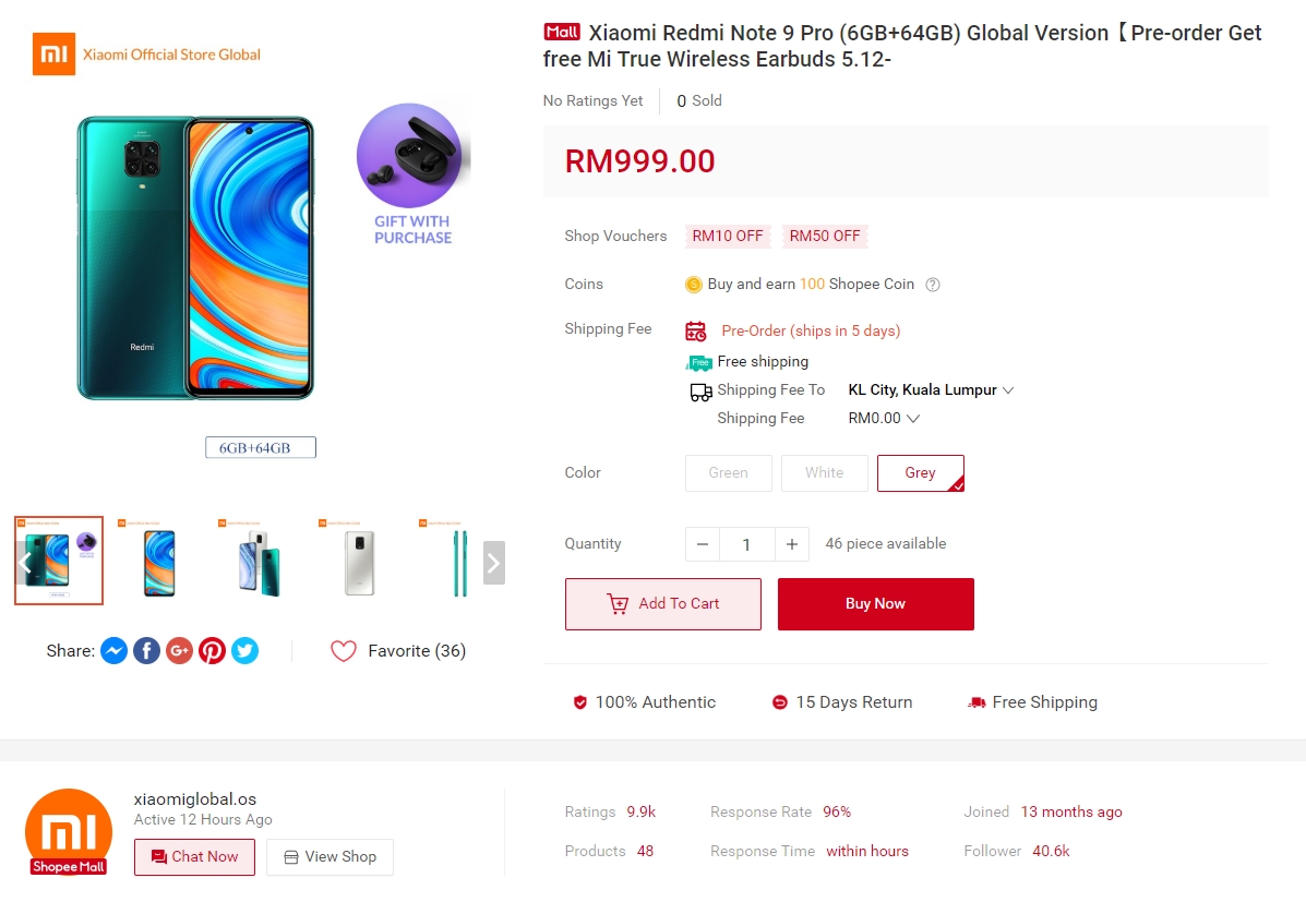 Redmi Note 9 Pro Malaysia 64GB
