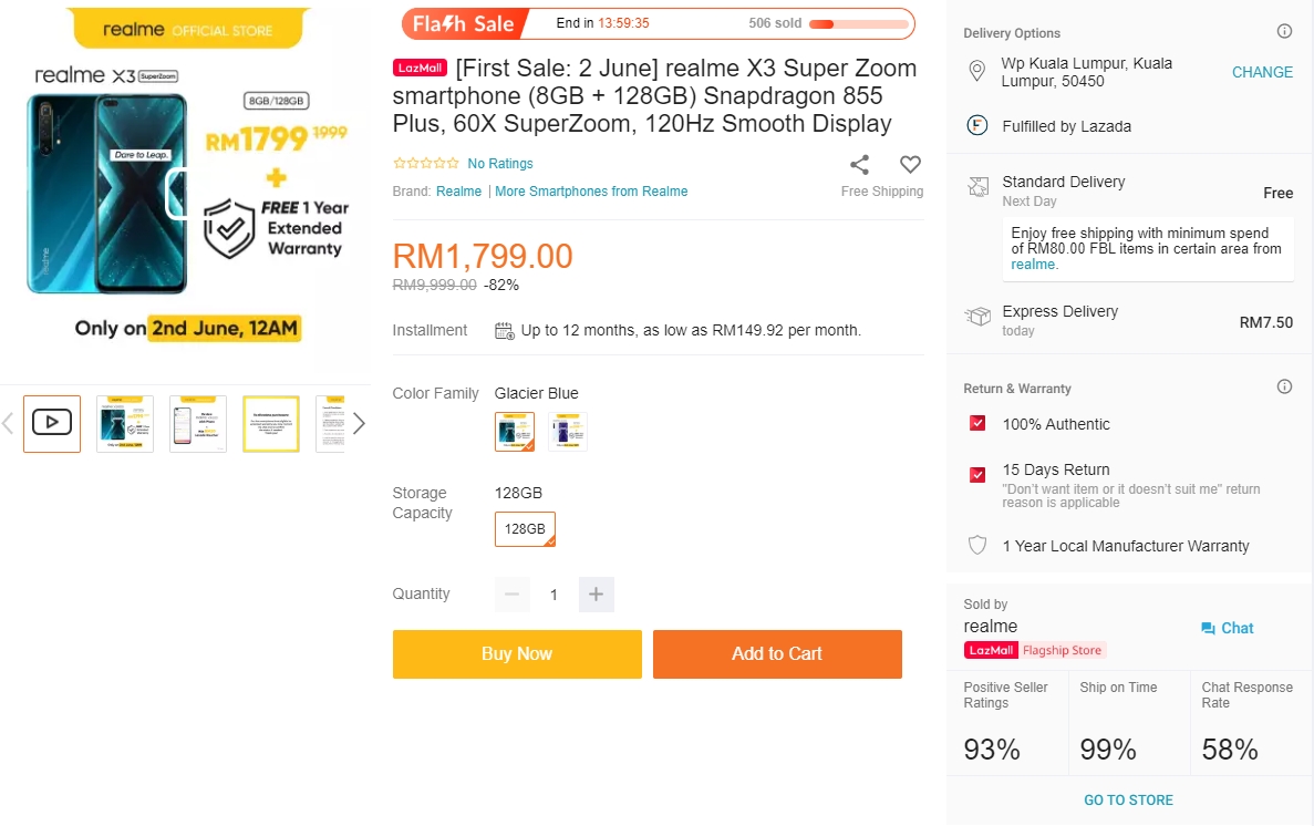 Realme X3 SuperZoom Malaysia flash sale