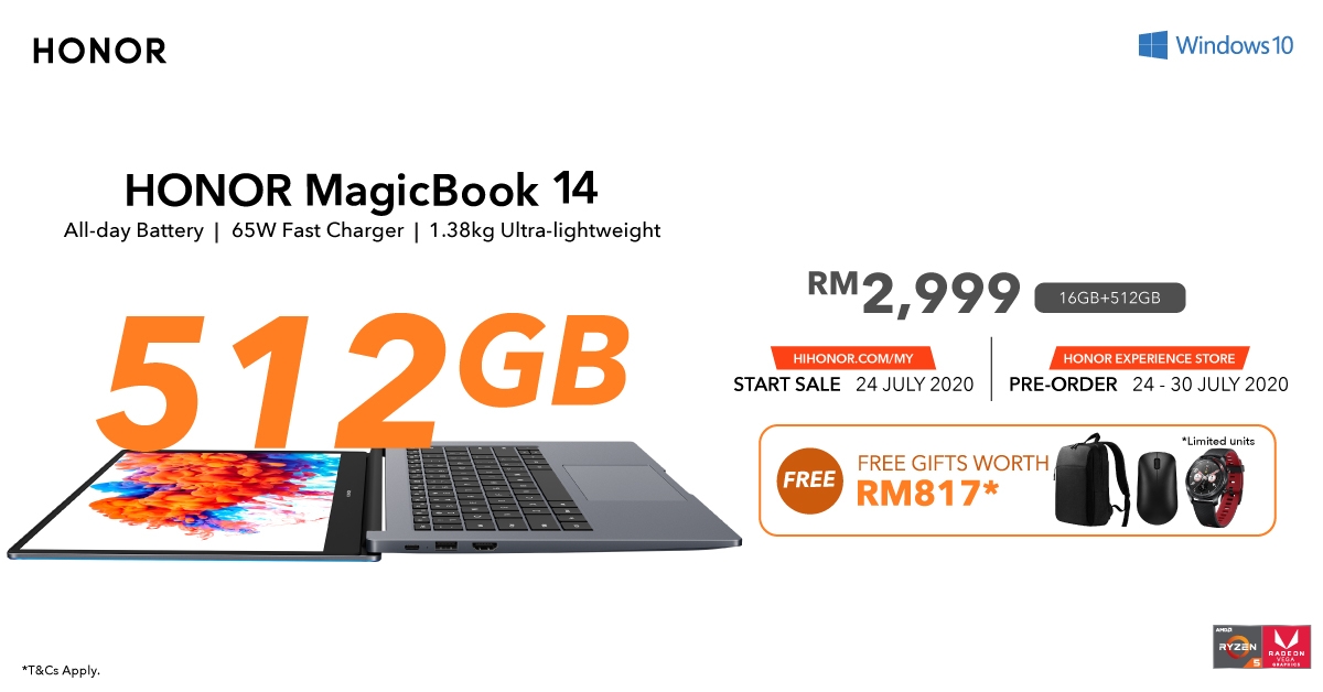 Honor MagicBook 14 16GB RAM 512GB storage