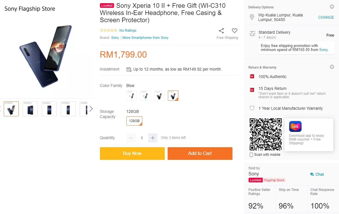 Sony Xperia 10 II Malaysia Price