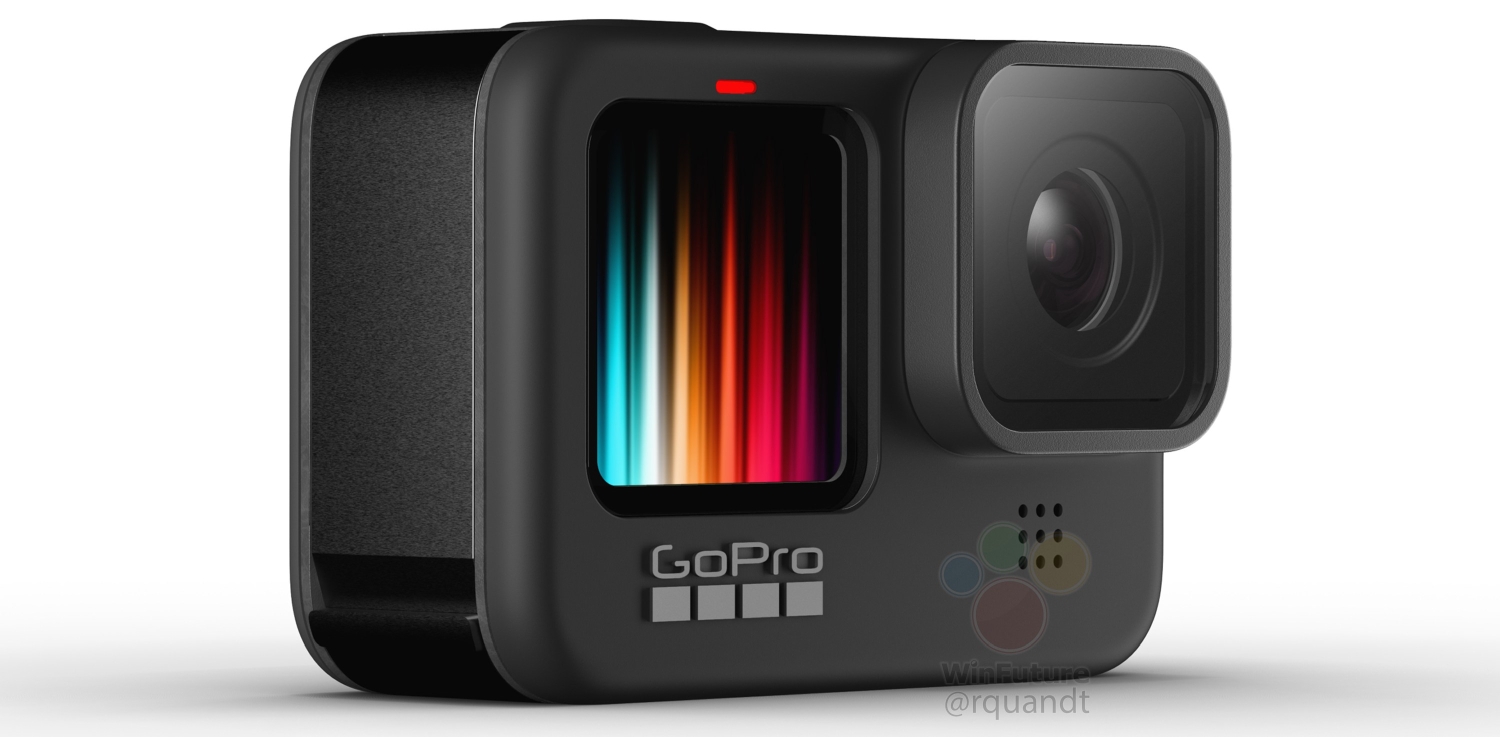 This is the GoPro Hero 9 Black, featuring a front colour display