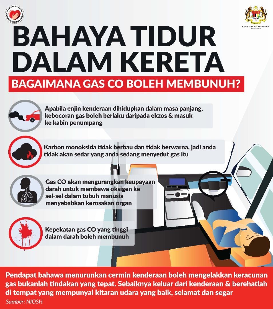 MOH warns it's dangerous to sleep in the car even with windows down -  SoyaCincau
