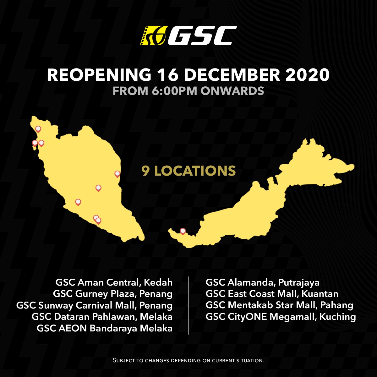 GSC Reopening 16 December 2020 Malaysia cinema